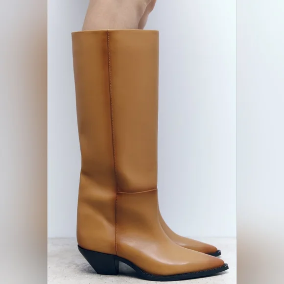 ZARA HEELED LEATHER COWBOY BOOTS - Picture 7 of 17